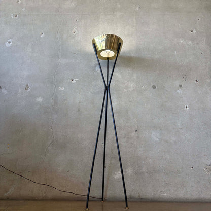 Mid Century Brass & Metal Floor Lamp