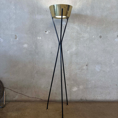 Mid Century Brass & Metal Floor Lamp
