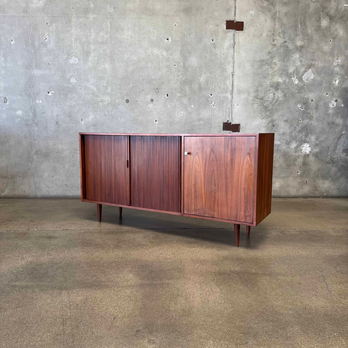 Mid Century Modern Tambour Door Credenza By Milo Baughman For Glenn of California