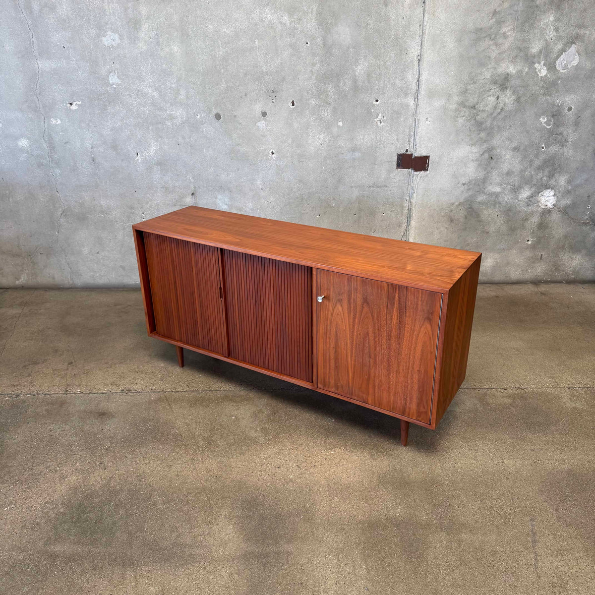 Mid Century Modern Tambour Door Credenza By Milo Baughman For Glenn of California