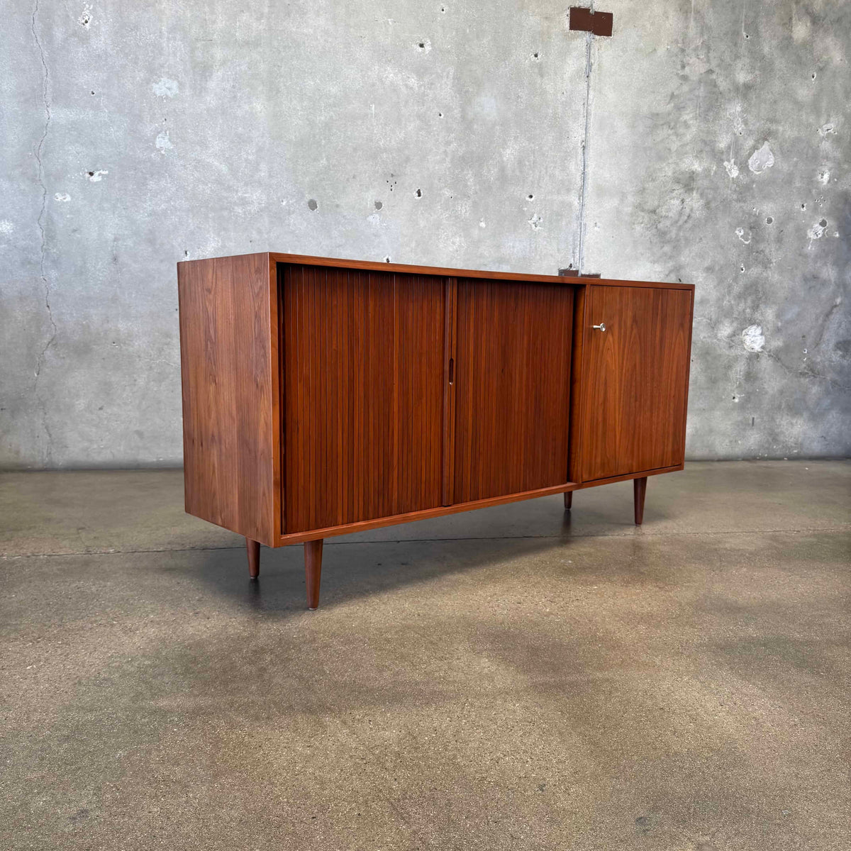 Mid Century Modern Tambour Door Credenza By Milo Baughman For Glenn of California