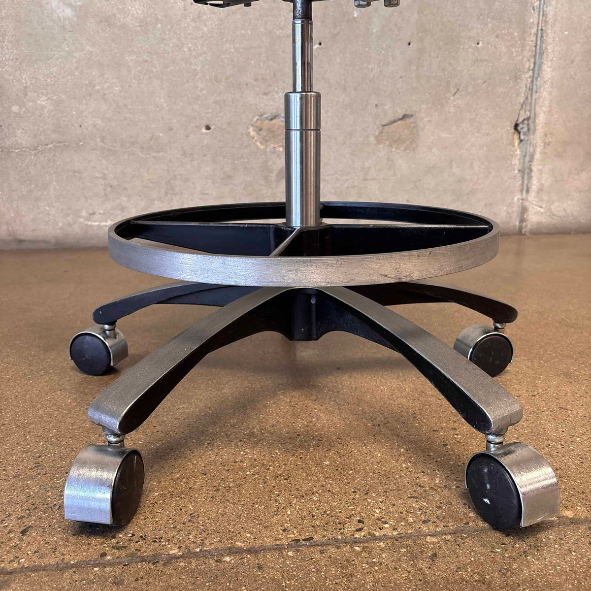 Vintage 1980s Blue Upholstery Professional Medical Or Artist Stool