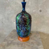 Mid Century Modern Monumental Blue Green Floral Etched Table Lamp Product Image