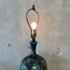 Mid Century Modern Monumental Blue Green Floral Etched Table Lamp Product Image