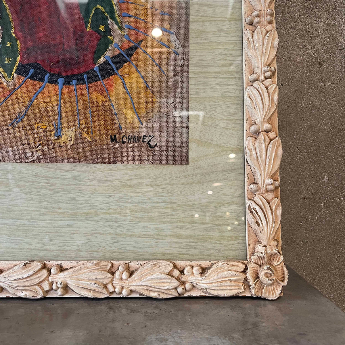 Vintage Oil On Board Painting Of La Virgen De Guadalupe