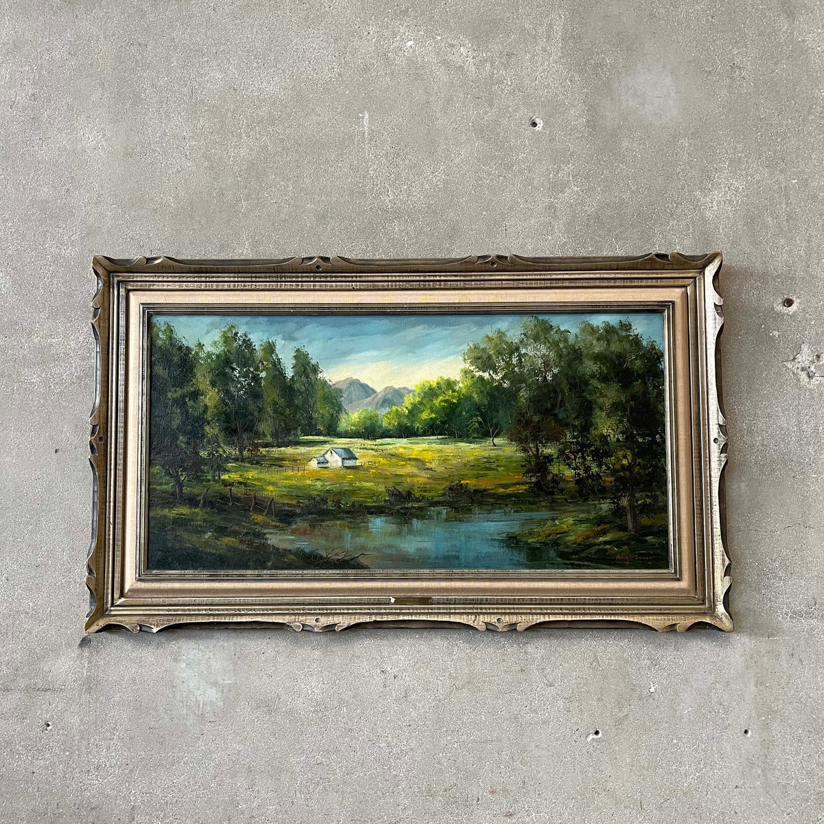 Oil On Canvas Framed Painting By Anny M. Bailey "Quail Valley"
