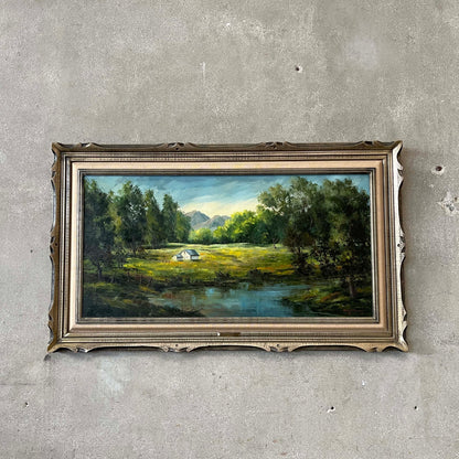 Oil On Canvas Framed Painting By Anny M. Bailey "Quail Valley"
