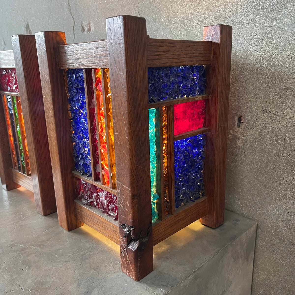 Vintage Oakwood Table Lamps