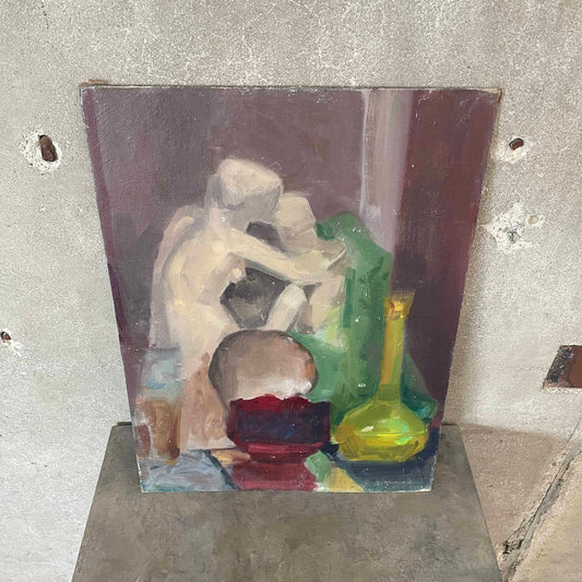 Vintage Oil On Board Abstract Painting