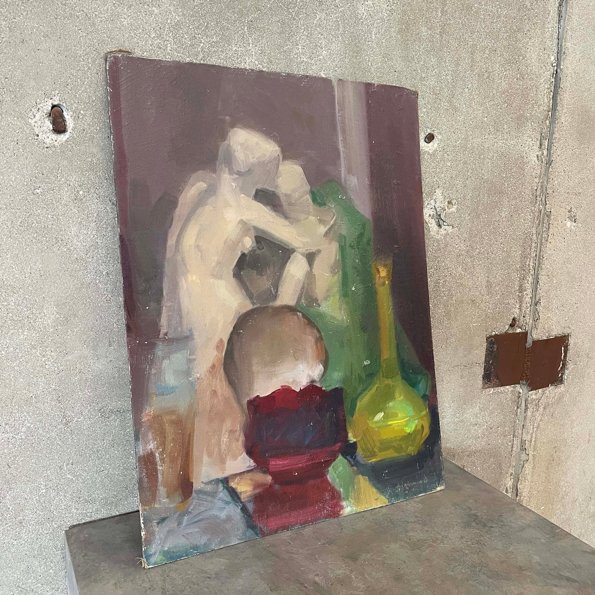Vintage Oil On Board Abstract Painting