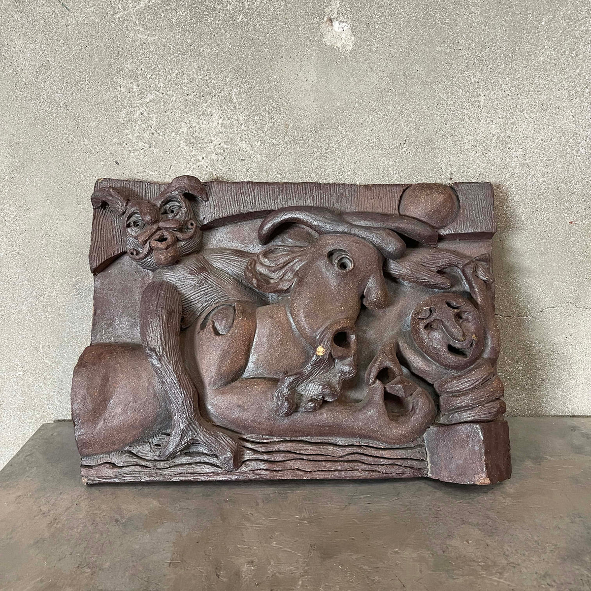 Studio Art Pottery Wall Sculpture Signed 1960's