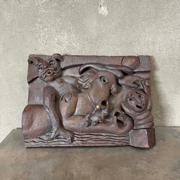 Studio Art Pottery Wall Sculpture Signed 1960's