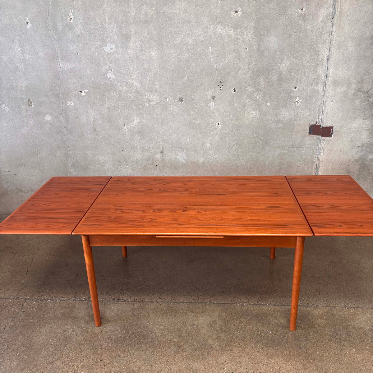 1920's Danish Mid Century Modern Teak Dining Table w/ Two Internal Leaves