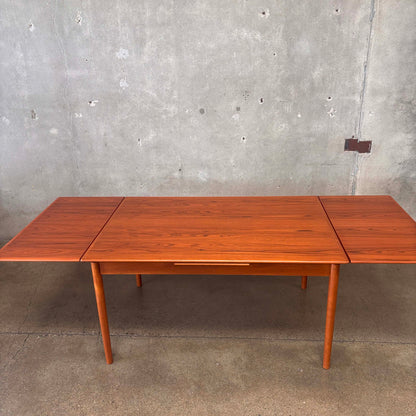 1920's Danish Mid Century Modern Teak Dining Table w/ Two Internal Leaves