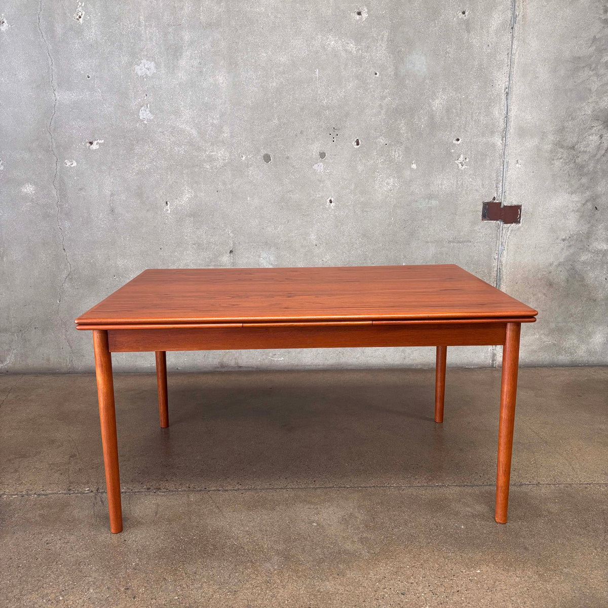1920's Danish Mid Century Modern Teak Dining Table w/ Two Internal Leaves