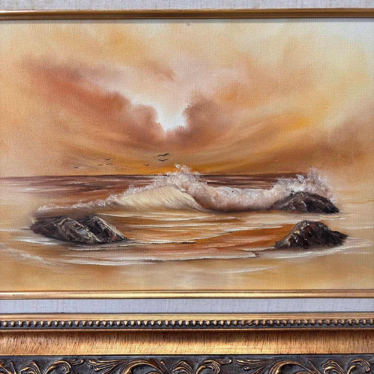 Vintage Original Oil Seal Painting