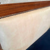 Antique French Settee in Cream Leather & Royal Blue Mohair Product Image