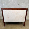 Antique French Settee in Cream Leather & Royal Blue Mohair Product Image
