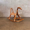 Mid Century Modern Franco Albine Style Rattan & Bamboo Rocking Horse C. 1960s Product Image