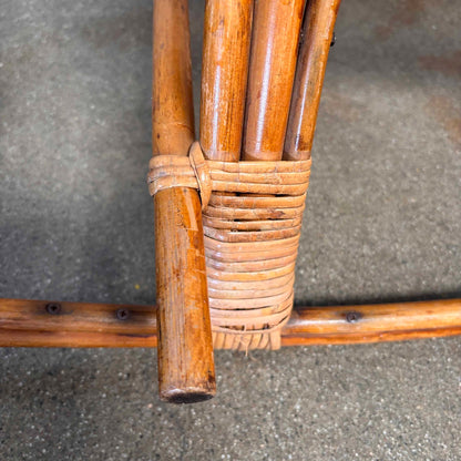 Mid Century Modern Franco Albine Style Rattan & Bamboo Rocking Horse C. 1960s