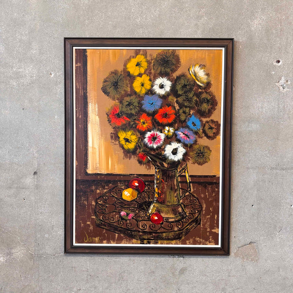 Signed Danss Vtg. Floral Still Life Painting