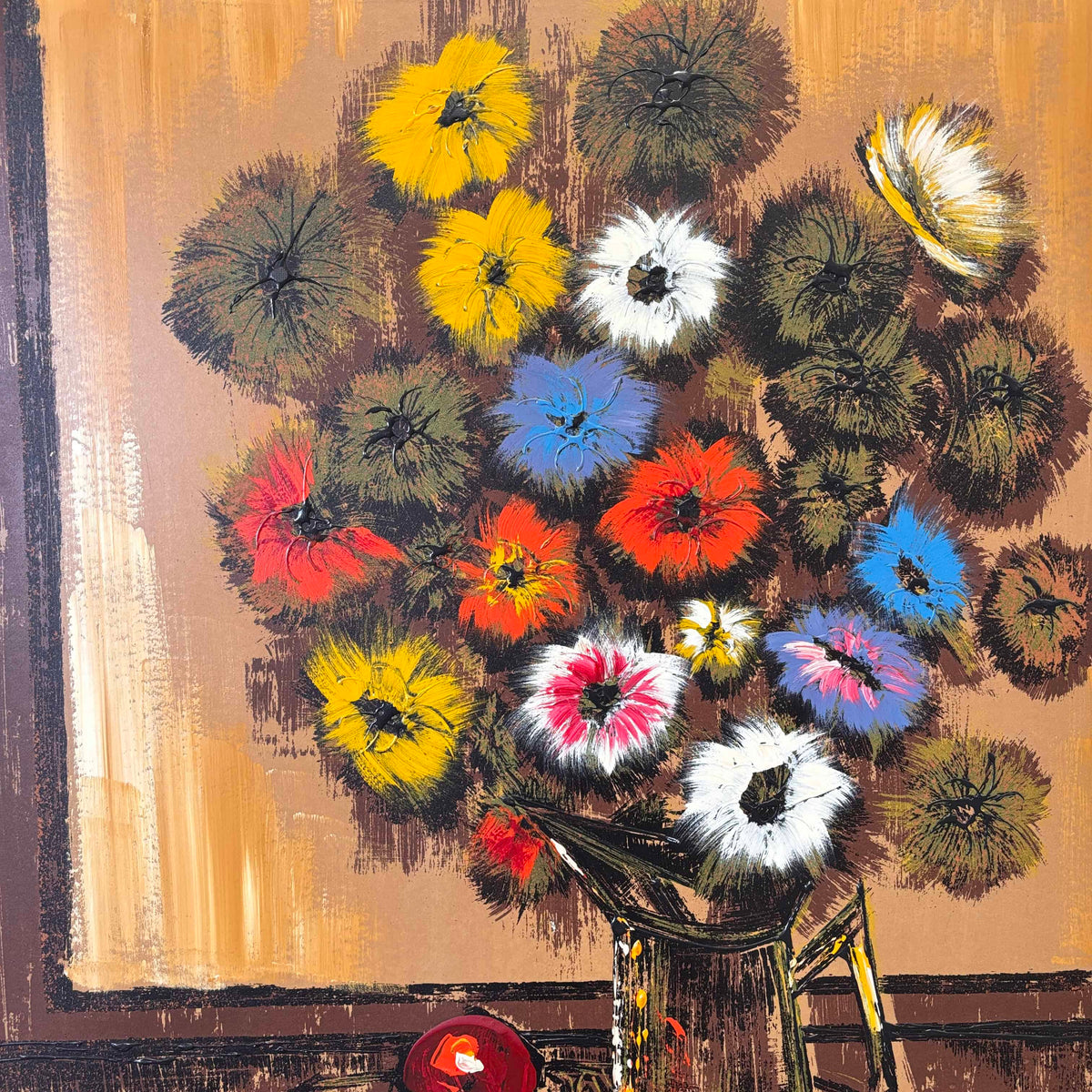 Signed Danss Vtg. Floral Still Life Painting