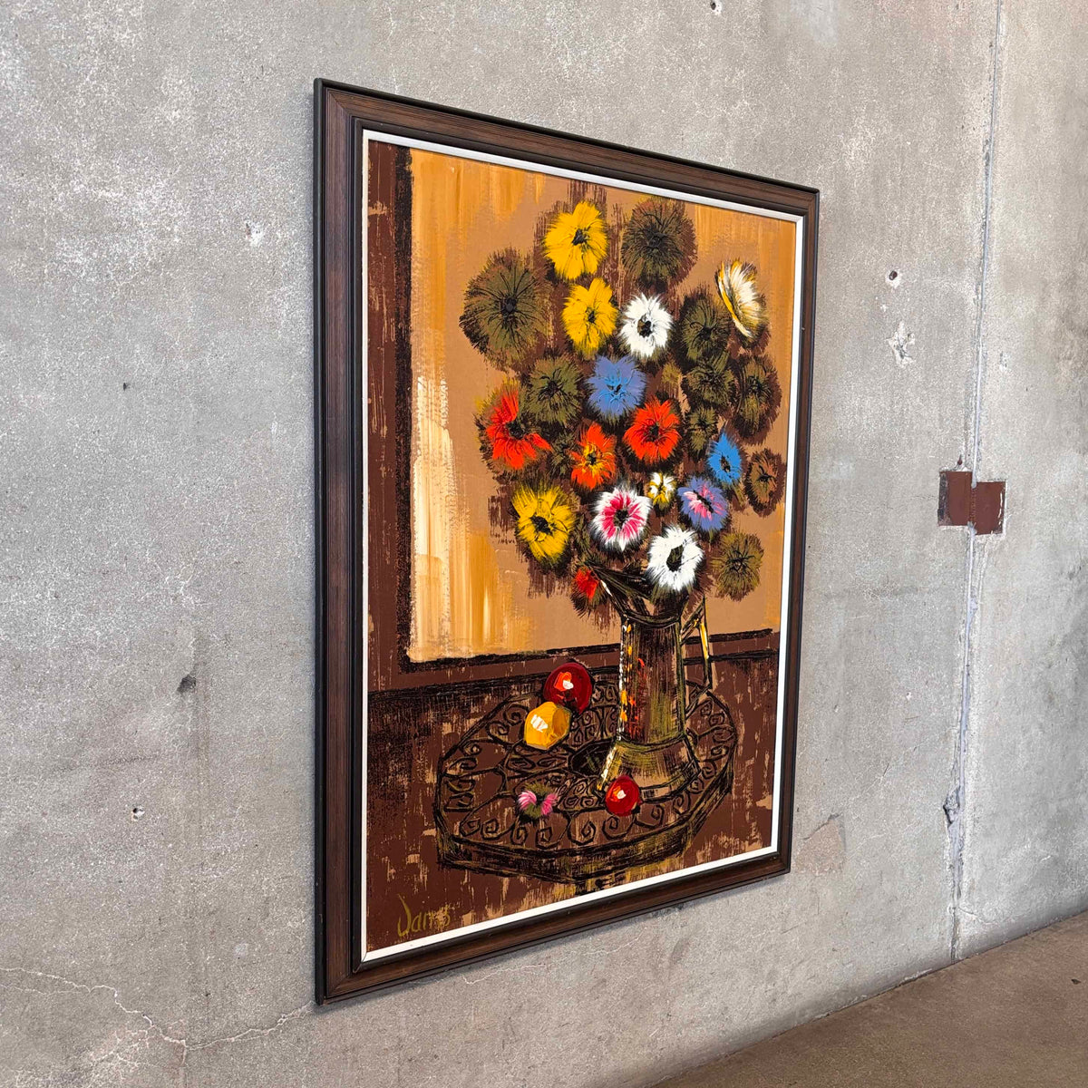 Signed Danss Vtg. Floral Still Life Painting