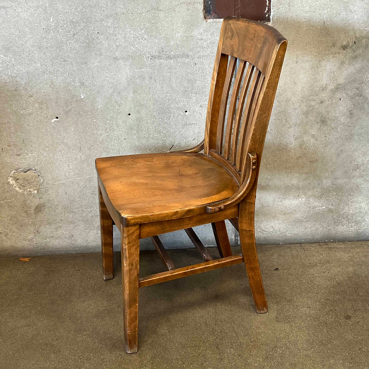 Vintage Solid Wood School Chair in the Style of W.H. Gunlocke Chair Co.