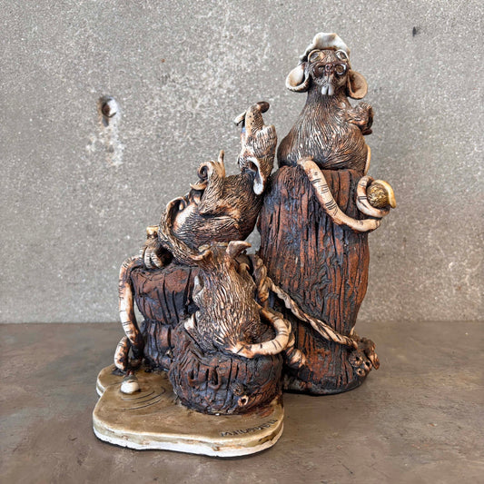 M. Hubbell Studio Pottery Rats Sculpture