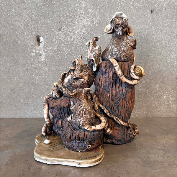 M. Hubbell Studio Pottery Rats Sculpture