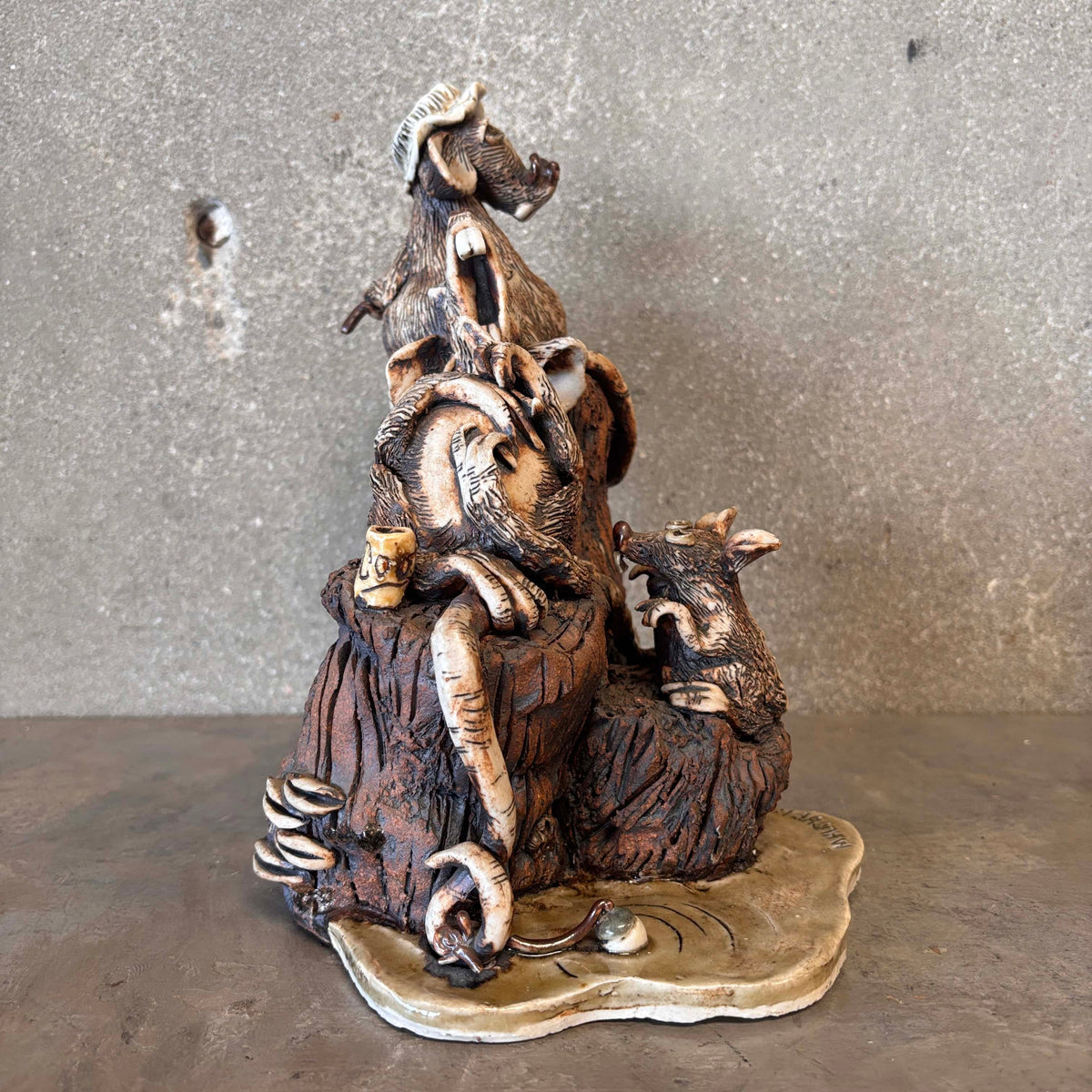 M. Hubbell Studio Pottery Rats Sculpture
