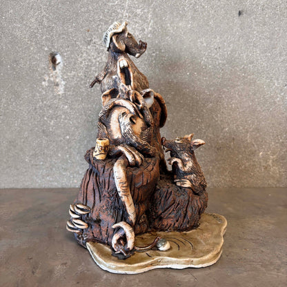 M. Hubbell Studio Pottery Rats Sculpture