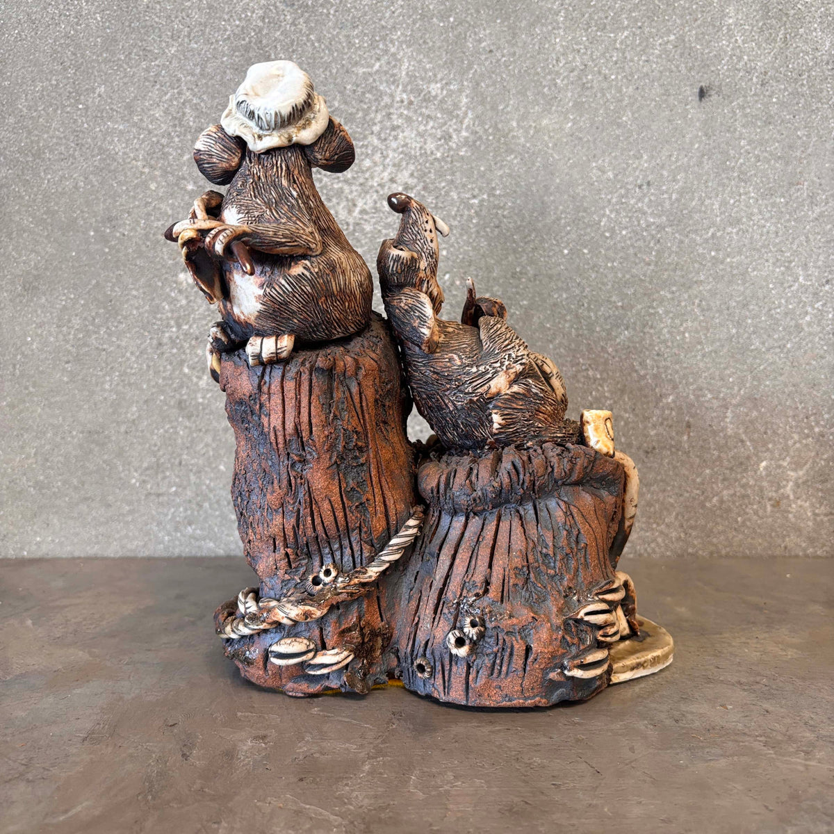 M. Hubbell Studio Pottery Rats Sculpture