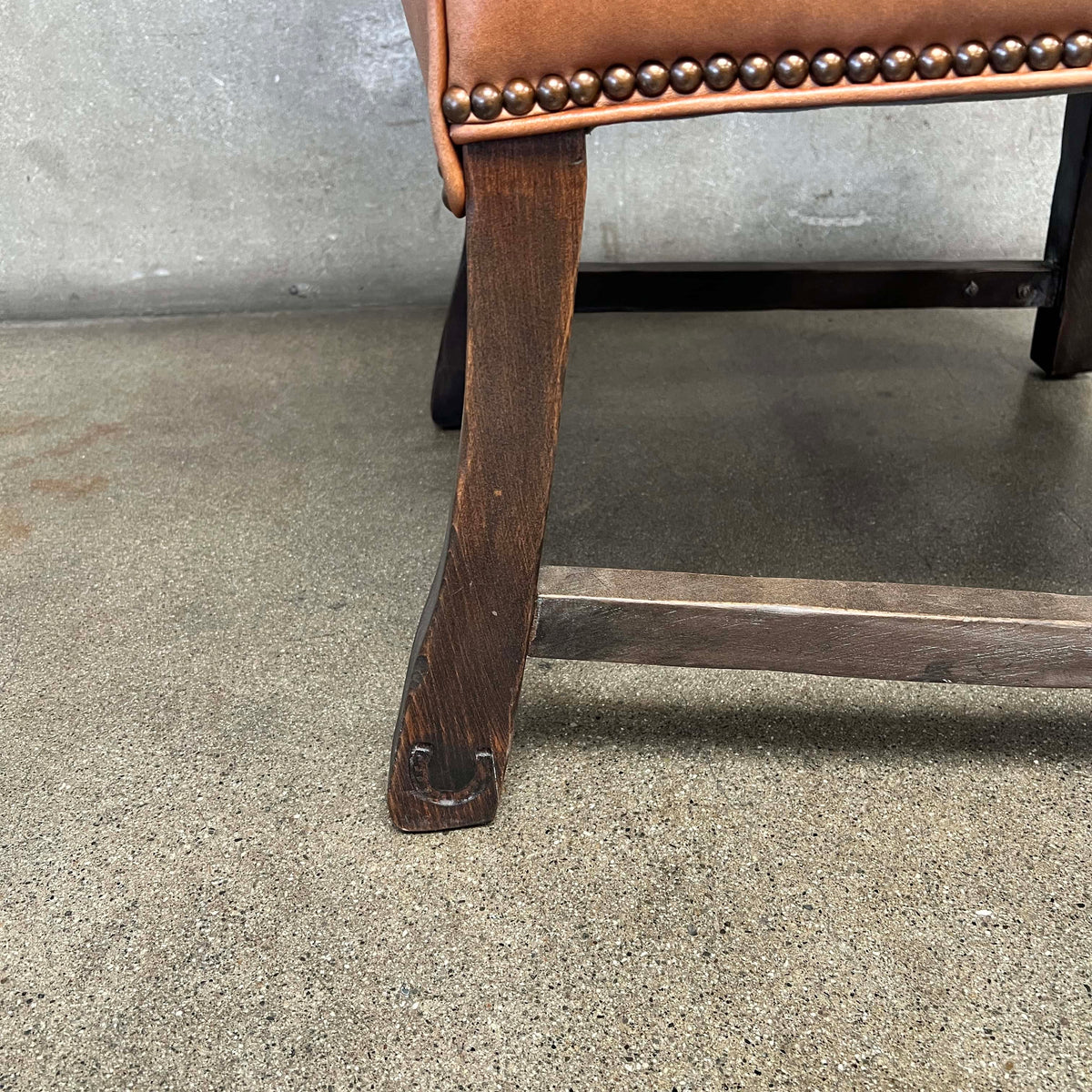 Monterey Furniture Classic Arm Chair Old Wood & Leather c. 1930
