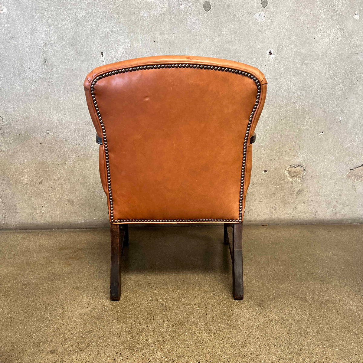 Monterey Furniture Classic Arm Chair Old Wood & Leather c. 1930
