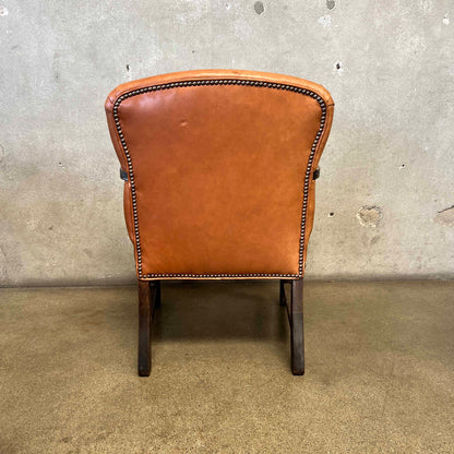 Monterey Furniture Classic Arm Chair Old Wood & Leather c. 1930