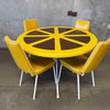 1970s Lemon Slice Dining Table and Four Original Yellow Chairs Product Image