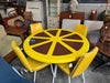1970s Lemon Slice Dining Table and Four Original Yellow Chairs Product Image