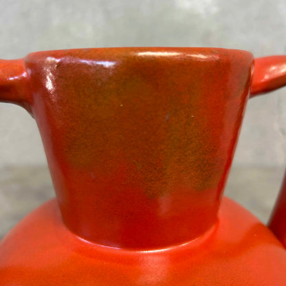 Catalina Island Handled Vase, Toyon Red Glaze