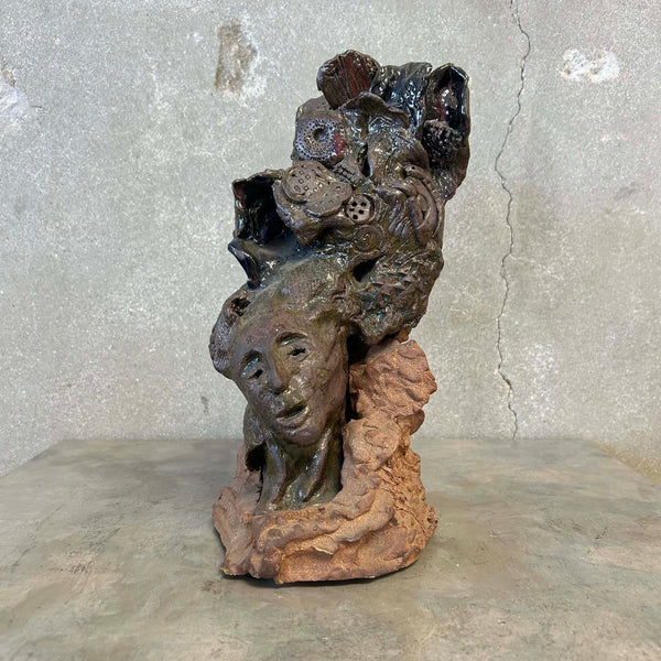 Abstract Ceramic Head Sculpture from David Mac Innes Estate