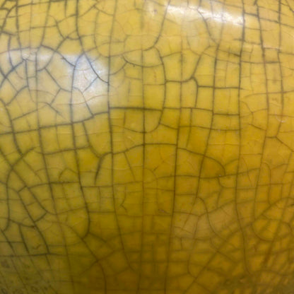 Vintage Mid Century Yellow Ceramic Planter w/ Crackle Glaze
