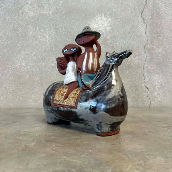 Japanese Ceramic Vase w/ Horse & Figures Product Image