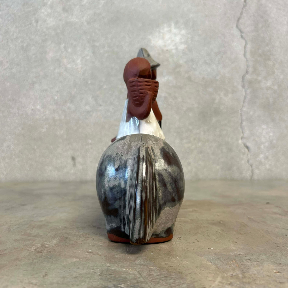 Japanese Ceramic Vase w/ Horse & Figures