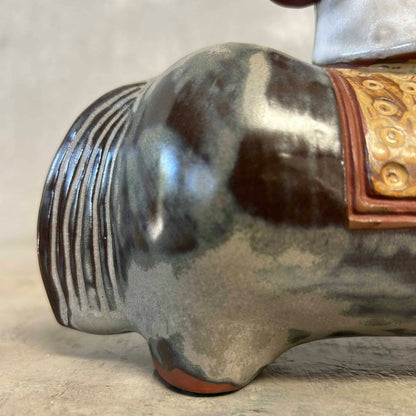 Japanese Ceramic Vase w/ Horse & Figures