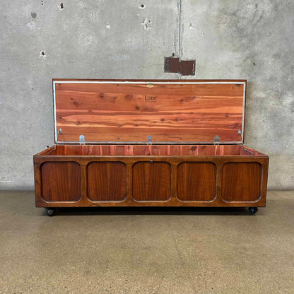 Mid Century Modern Lane Cedar Walnut Hope Chest Bench - Upholstery Tufted