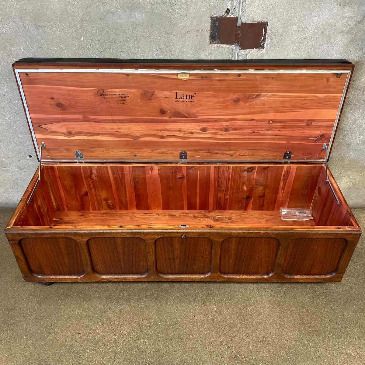 Mid Century Modern Lane Cedar Walnut Hope Chest Bench - Upholstery Tufted
