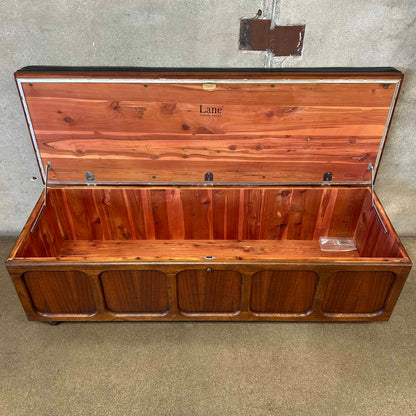 Mid Century Modern Lane Cedar Walnut Hope Chest Bench - Upholstery Tufted