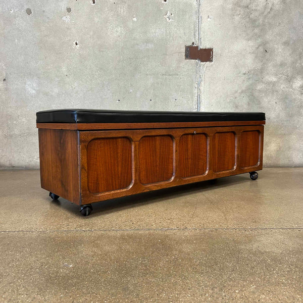 Mid Century Modern Lane Cedar Walnut Hope Chest Bench - Upholstery Tufted