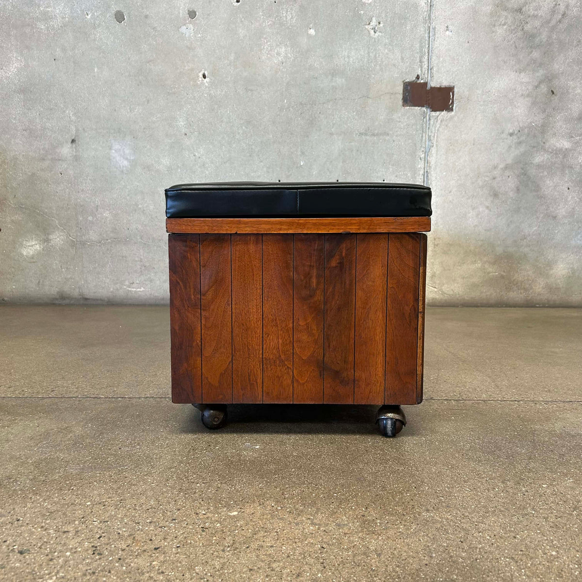 Mid Century Modern Lane Cedar Walnut Hope Chest Bench - Upholstery Tufted