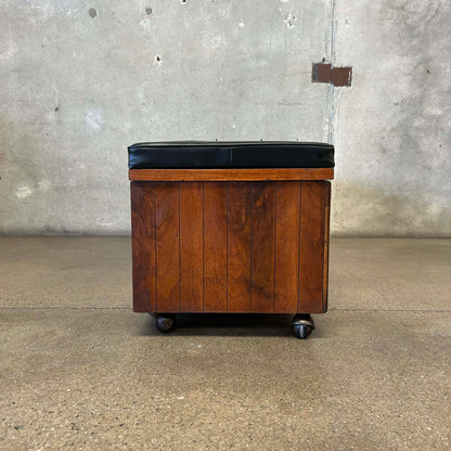 Mid Century Modern Lane Cedar Walnut Hope Chest Bench - Upholstery Tufted
